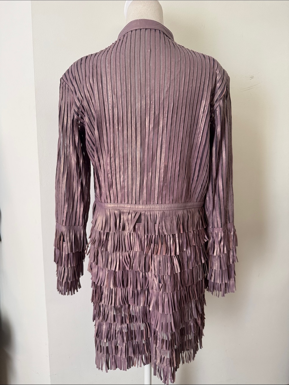 Dakota west haute couture iridescent purple lavender leather Fringe Lace Jacket - Picture 4 of 8
